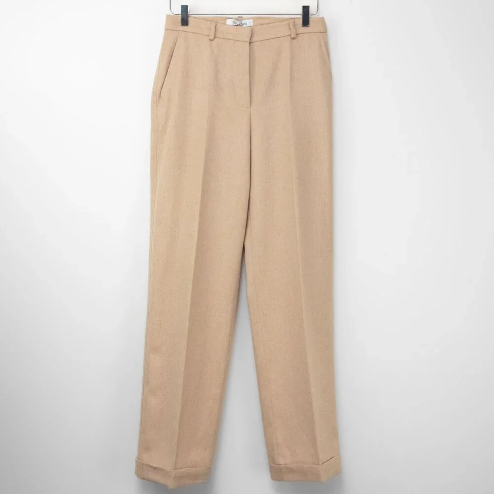 MaxMara Camel Hair Pants Luxurious Professional Trousers Tan Size 8 New